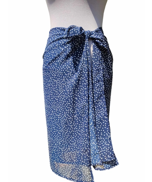 Chusta plażowa spódnica - eleganckie granatowe PAREO groszki